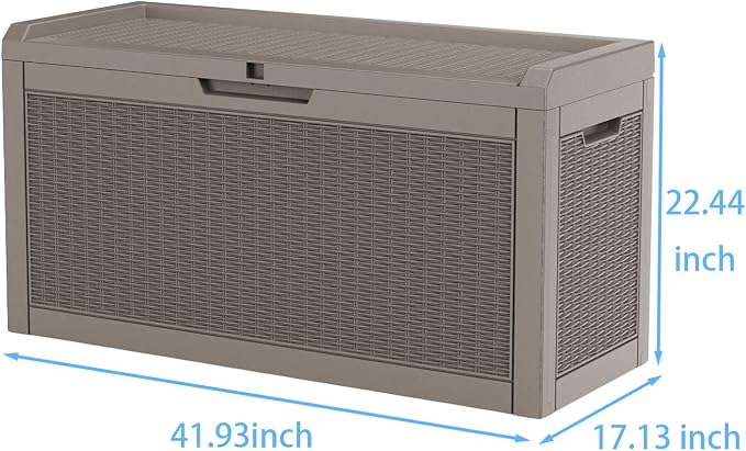 AmaVins Outdoor Storage Box, 60 Gallon Deck Box Indoor and Outdoor Use, Waterproof Resin Storage Bin for Package Delivery, Patio Cushions, Gardening Tools, Lockable, UV Resistant, Black