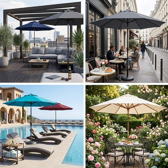 Patio Umbrella Replacement Canopy 6.6ft 7ft 8.2ft 9.2ft 9.8ft for 6/8 Ribs, Market Umbrella Top Cover, UV Protective Waterproof Polyester Fabric, Canopy Only
