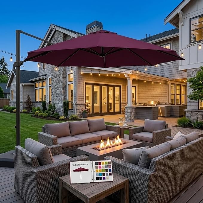 Outdoor Umbrella Replacement Canopy, Patio Umbrella Replacement Top Cover, Outdoor Umbrella Replacement Cloth, 6.5-13.1ft Waterproof UV-Resistant Fabric, for Garden Pool, Canopy Only
