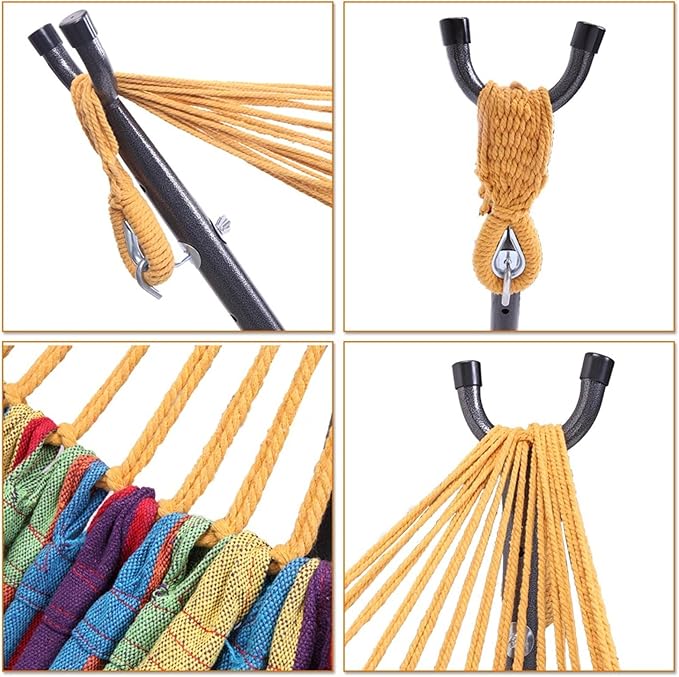 Small Color bar Black Background Silver Flower Rack 2 * 1.5m Polyester Cotton Iron Hammock Set