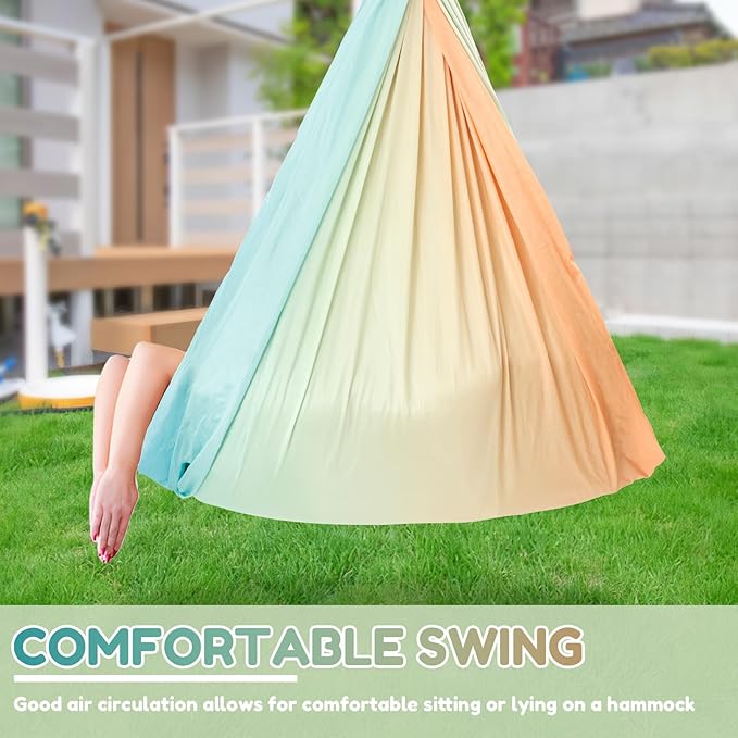 Sensory Swing, Double Layer Kids Sensory Swing Holds up to 200lbs, Comfortable Indoor Sensory Swing, Stretch Resistant Swing Hammock for Children Adults Indoor Outdoor Use