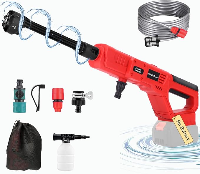 Cordless Cleaner Tool for Milwaukee Battery, Portable Car Cleaning Tools with 6-in-1 Nozzle for Patio Car Floor Fence Deck Indoor (Battery Not Included)