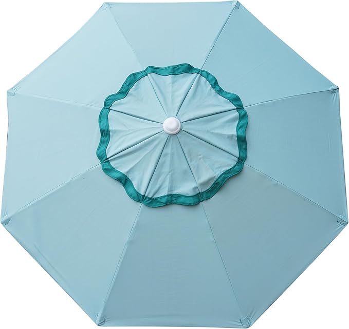 AMMSUN 7.8ft Seashore Umbrella, Outdoor Umbrella, Boho Beach & Patio Umbrella with UV 50+ Air Vent Ash Wood Pole Carry Bag & Water-Resistant Canvas Aqua Green