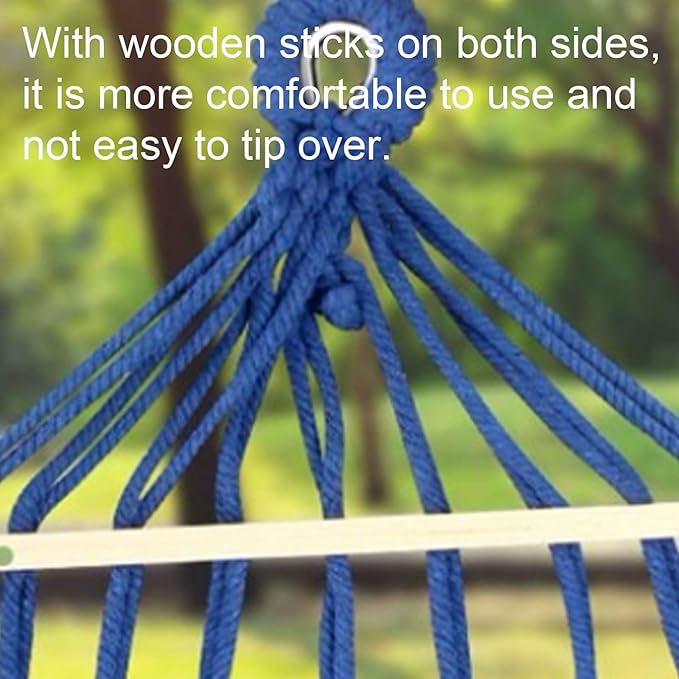 Portable Rayon Rope Hammock with Wooden Sticks On Both Sides for Outdoor Travel Portable Tree Hanging Installation Hammock Comfortable(Purple)