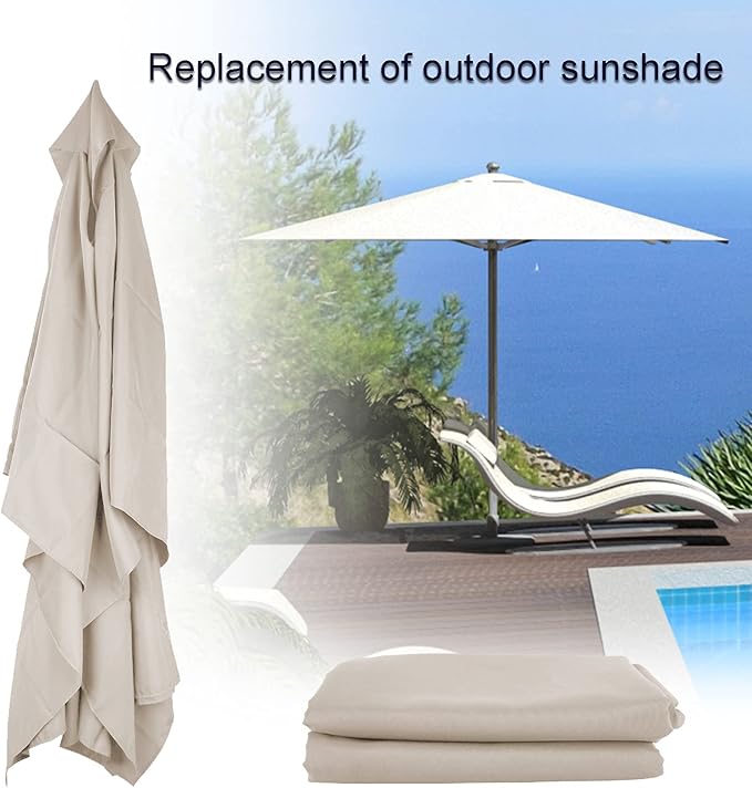 Rectangular Umbrella Canopy Replacement 6 Ribs, Fade Resistant Replacement Umbrella Canopy, Heavy Duty Polyester Fabric Outdoor Shade Canopy Cover for Market Table Cantilever Parasol Top Cover(Grey)