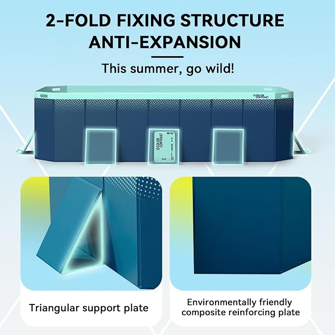 Foldable Swimming Pool, Rectangular Above Ground Swimming Pool for Outdoor Family Square Pool with Drain Plug and Drain Hole, Easy to Assemble Pool for Kids, Pets and Dogs(116" L x 65" W)