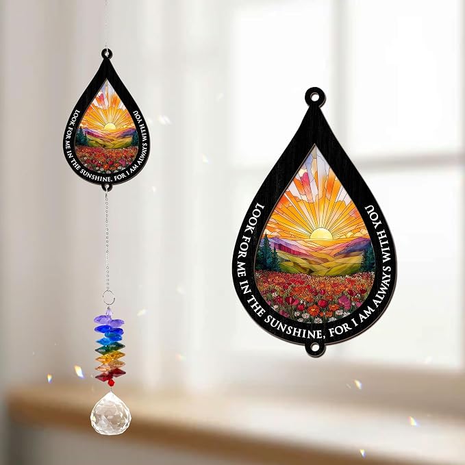 Suncatcher Look for Me in The Sunshine - Sympathy Gift for Loss of Loved One - Grief Gifts - Heaven Funeral Keepsake - Gift for Women Daughter Friend Sister