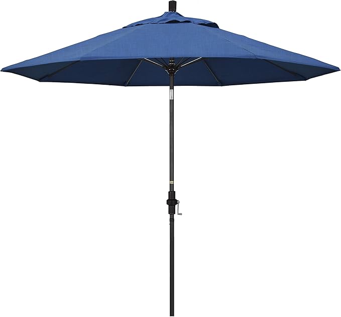 California Umbrella 9' Round Crank Lift, Collar Tilt, Aluminum Pole, Fiberglass Rib Patio Umbrella,