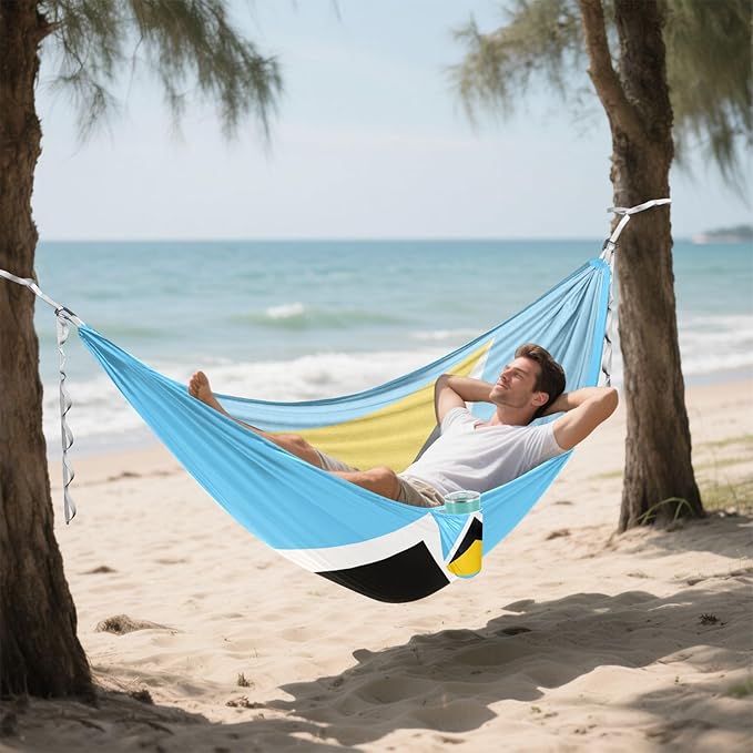 National Flag of Saint Lucia Hammocks with Portabl Carry Bag Backyard Hammock for Indoor Outdoor Patio