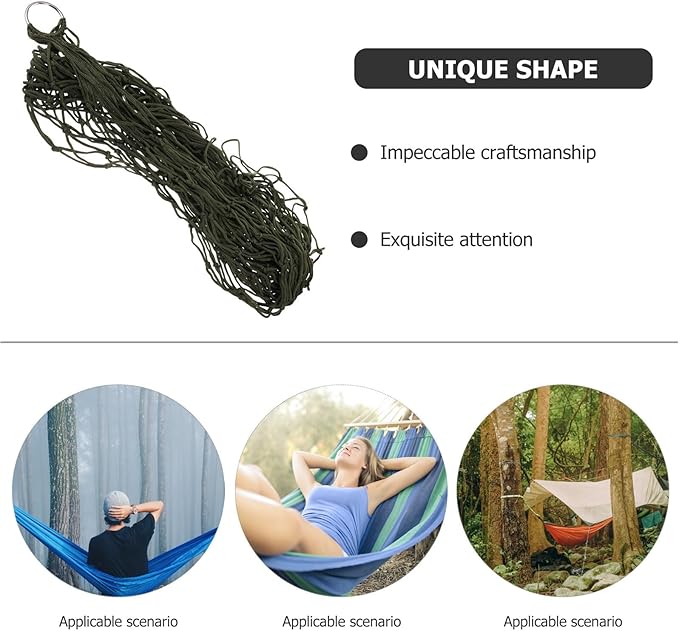 MAGICLULU Military Green Net Hammock with Thickened Nylon Rope, 240x80cm Outdoor Camping Swing with Tree Straps and Carry Bag, Portable Sleeping Hammock for Patio and Backyard Relaxation