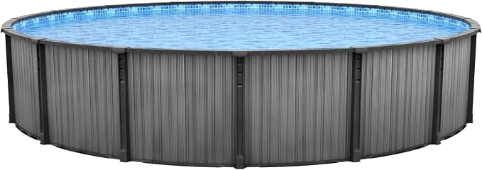 Lake Effect Pools 'Bora Bora' 15 ft Round Above Ground Swimming Pool | 52 Inch Resin Protected Steel Sided Walls | Bundle Includes: 25 Gauge Overlap Liner & Widemouth Skimmer