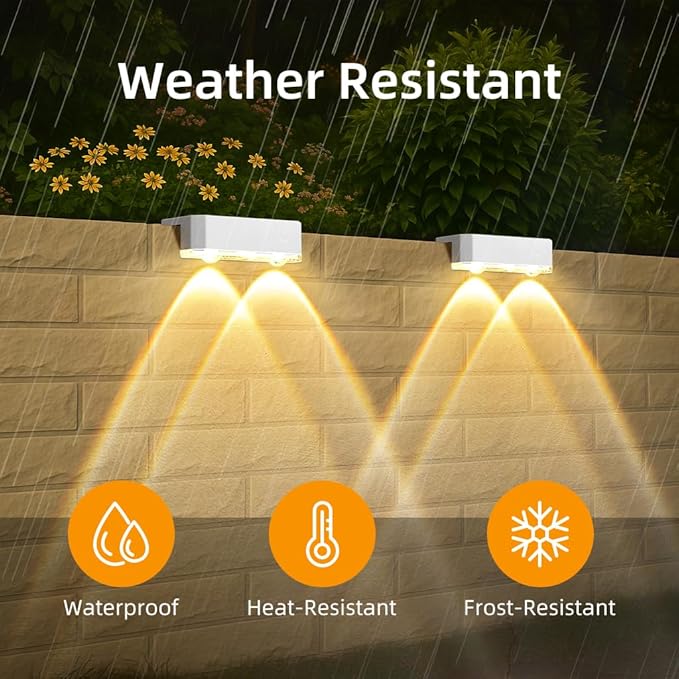 Peasur Solar Fence Lights Outdoor, 12 Pack Step Light Solar Powered, Waterproof LED Deck Lights for Stairs Railing Yard Patio Outside Warm White-White