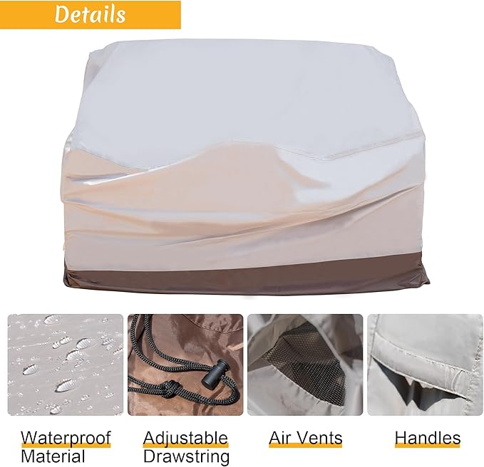 ovios Patio Furniture Covers, Outdoor Waterproof Cover for Chairs Sectional Sofa Loveseat Ottomans Couch Table General Purpose, 58.3" L*36.3" W*34" H, Beige-Brown