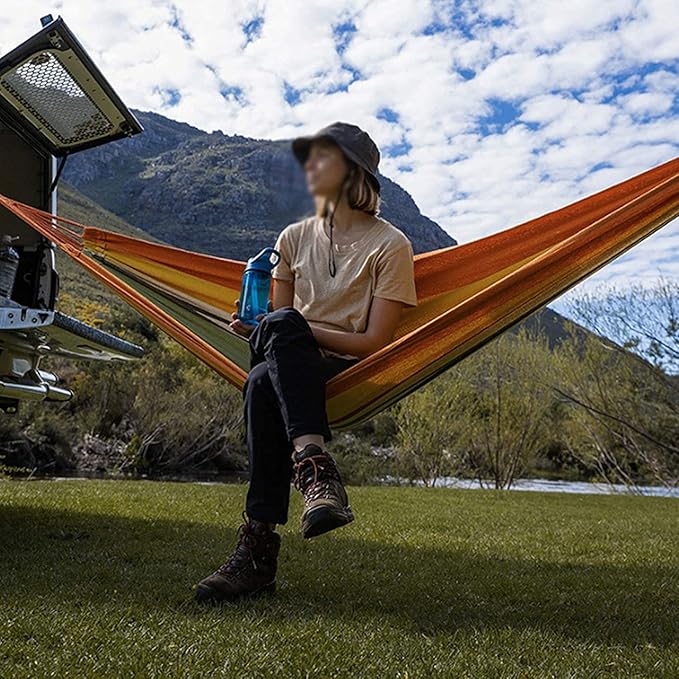 Camping Hammock Bed Swing Chair Hammock Fabric Wide Thick Canvas Anti-Rollover with Carrying Bag for Summer Camping Travelling Hiking Picnic Hammock Swing (Color : Blue, Size : 200 * 100cm)