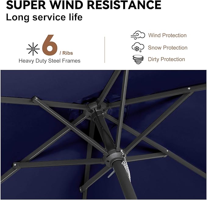 Jarka&Co 7.5ft Patio Umbrella Outdoor - Table Outdoor Umbrella with Push Button Tilt Waterprool UV Protection, Sun Umbrella for Pool, Porch, Garden, Deck, Backyard (Navy Blue)