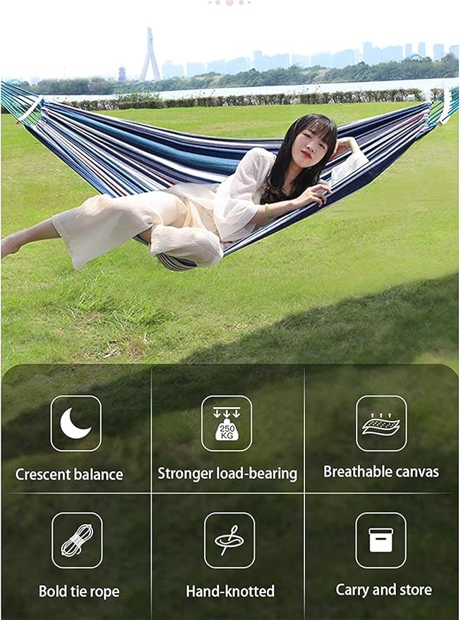 Camping Hammock Bed Outdoor Camping Travel Hammock Thick Canvas Hammock Adult Anti-Rollover Swing for Indoor Outdoor Gardens Hammock Swing (Color : D, Size : 190 * 100cm)