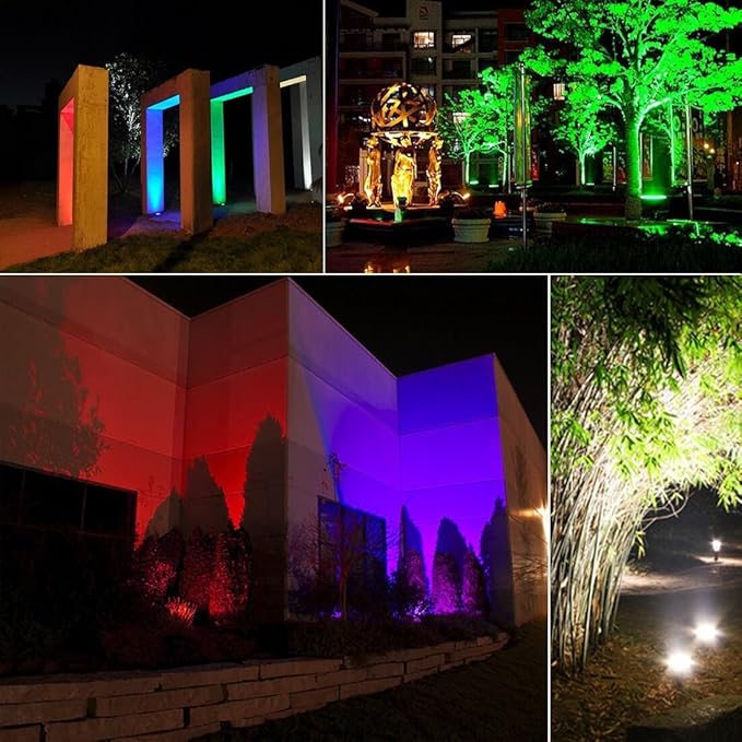 MELPO 30W Led Flood Light Outdoor 300W Equivalent, Color Changing RGB Lights with Remote, 120 RGB Colors, Warm White 2700K, Timing, Custom Mode, Uplight Landscape Lights,IP66 US 3-Plug (4 Pack)