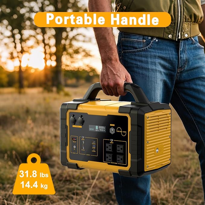 1000W Portable Power Station 1024Wh LiFePO4, (20000W Peak) Backup Battery, Solar Generator for Home Emergency Camping