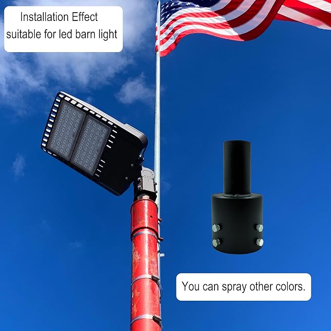 4 Inch Round Pole Tenon Adapter, Heavy Duty 2 3/8 Lights Pole Adapter for LED Parking Lot Light, Metal Black Slip Fitter Mounting Bracket Accessories for Street Light, Outdoor Lighting