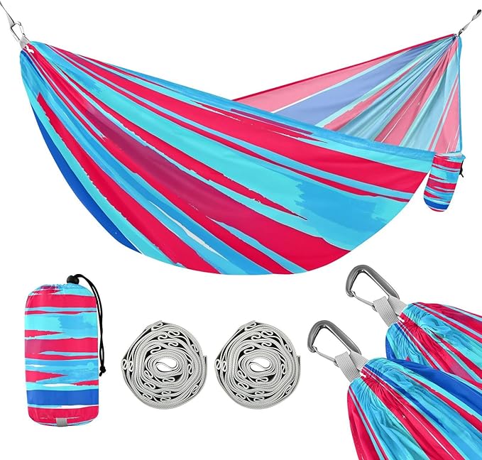 Hammocks for Outside Vivid Striped Background Camping Hammock Portable Hammocks with Tree Straps and Carry Bag Camping Accessories for Hiking Beach Outdoor