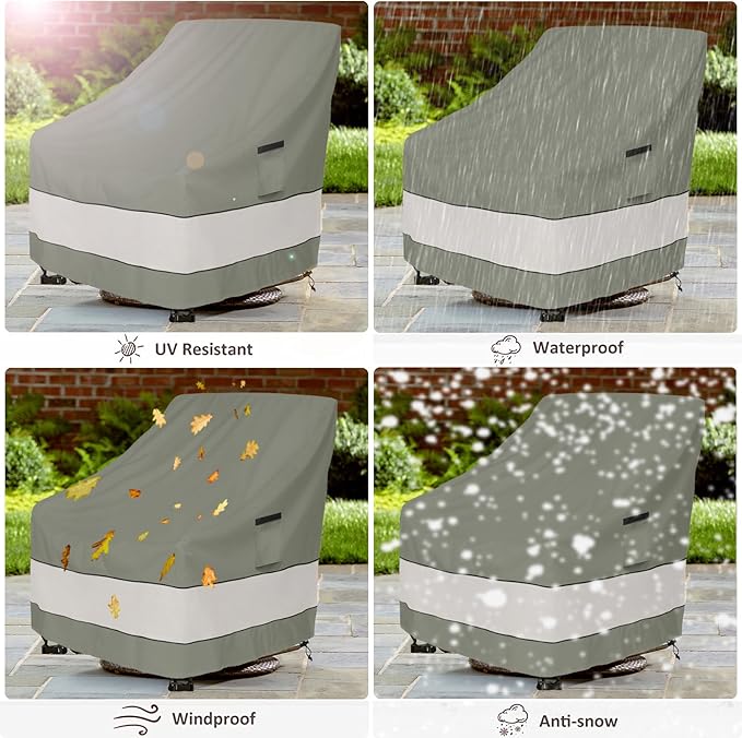 Patio Chair Covers Waterproof Patio Furniture Covers,35W x 37D x 38 H Inches Outdoor Swivel Chair Cover 2 Pack -Grayish Green