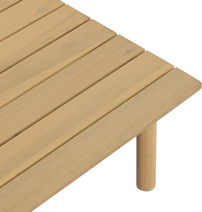 Christopher Knight Home John 4 Piece Patio Furniture Set with Slatted Coffee Table, Outdoor Sofa Set with Rope Back & Cushions, Modern Acacia Wood Sectional Conversation Set, Beige+Cream+Light Teak