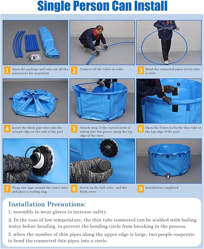 2/ 2.6/ 3.3/ 4 Foot Deep Round Frame Above Ground Swimming Pool Set, Heavy Duty Backyard Family Swimming Pool Outdoor with Repair Patch, Hard Plastic Pools/Bathing Tub(1539L/407GAL - 1.4X1M (D X H))