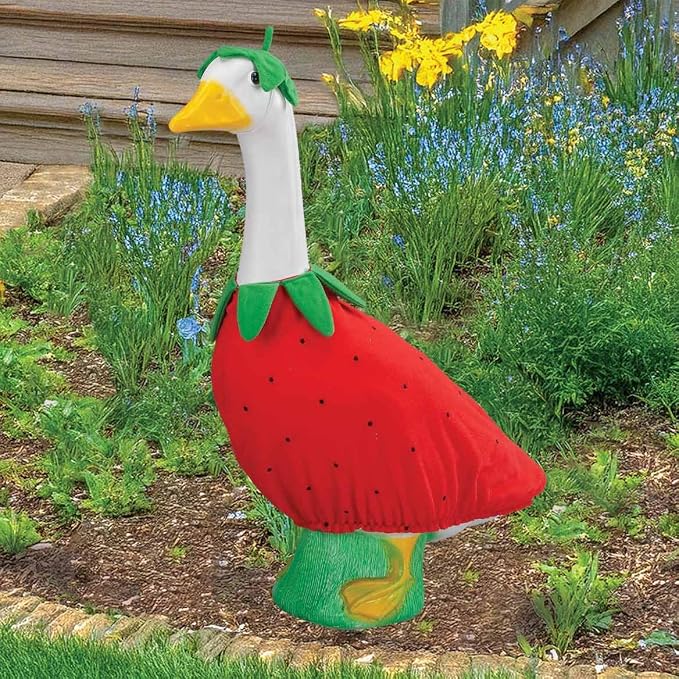 Gaggleville Strawberry Goose Outfit, Fits Large 23" H Statue, by Fox | Valley Traders