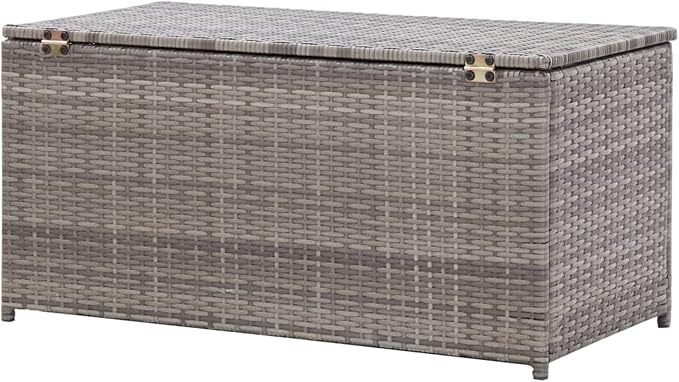BaraSh Patio Storage Box Deck Storage Box Outdoor Storage Cabinet Waterproof Storage Containers Storage Outdoor Poly Rattan 39.4"x19.7"x19.7" Gray
