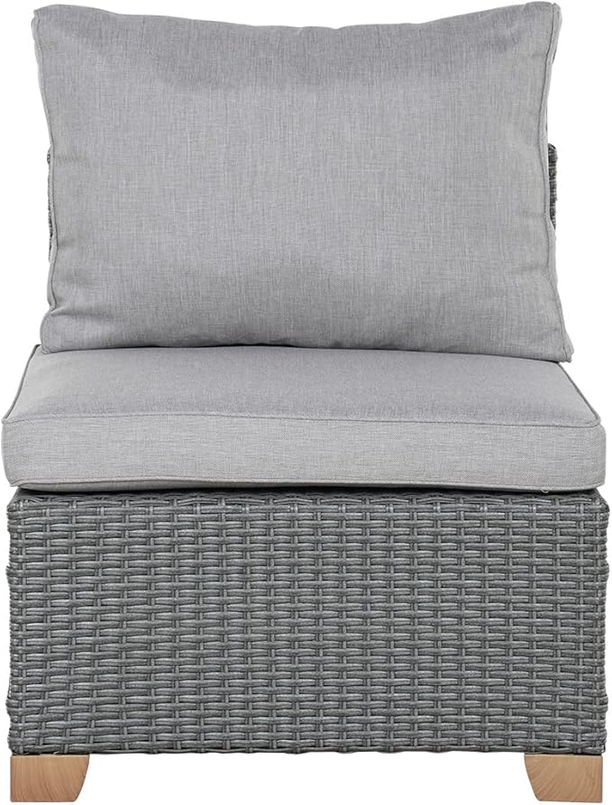 Grand patio Outdoor Conversation Set with Wicker Armless Seat,Wicker Patio Furniture Set,Modular Sectional Sofa Set with Thick Cushions for Backyard Garden Poolside(Armless Single Seat, Light Gray)