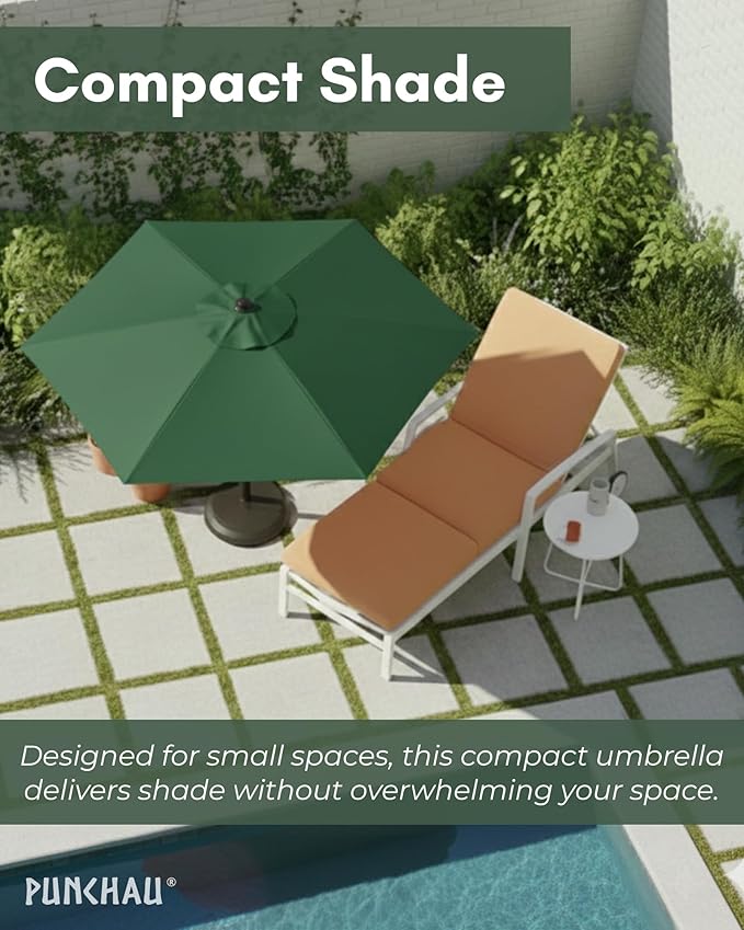 6 Ft Outdoor Patio Umbrella, Easy Open/Close Crank and Push Button Tilt Adjustment - Hunter Green Market Umbrellas