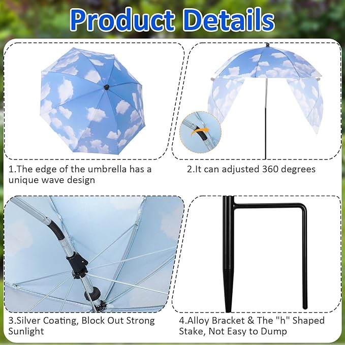 Plant Umbrellas for Outdoor Plants, Large Garden Plant Umbrella Shade Upgraded Adjustable Angle Height for Potted Plants Garden Beds