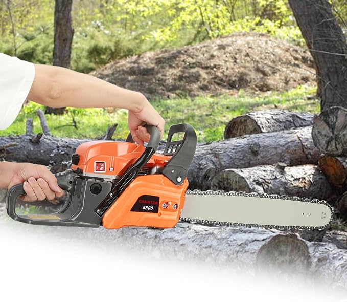 Gas Chainsaw, 58CC Top Handle 20 Inch Gasoline Chainsaw for Craftsman Wood Cutting, Handheld Cordless Gas Powered Petrol Chain Saws for Forest, Wood, Garden and Farm Cutting Use