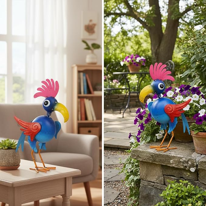 18.9'' Playful Rooster Yard Statue for Patio, Yard, Farmhouse