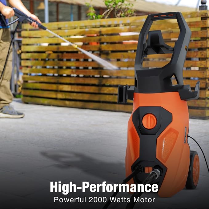 BILT HARD 1.76 GPM 2300 PSI Electric Pressure Washer, Power Motor with Stainless Steel Wand, 4 Spray Nozzles, Built-in Detergent Tank, 20Ft Hose, 35Ft Power Cord for Cars/Driveway/Fences/Home/Patios