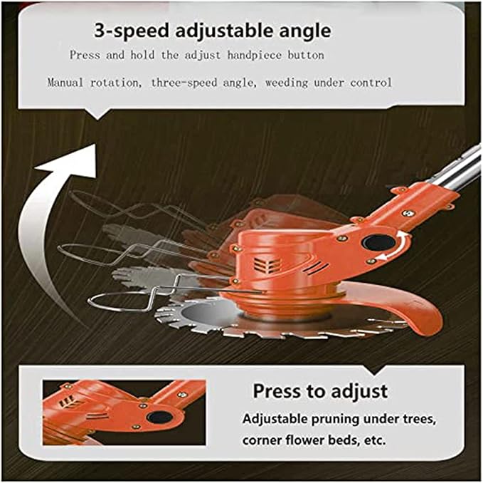 Weed Wacker,21V 2Ah Battery Powered String Trimmer with 2 Batteries and 3 Types Blades,Lightweight and PowerfulBattery poweredfor Yard and Garden (red)