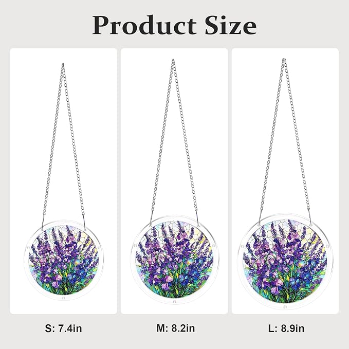 Acrylic Puzzle Suncatcher, Sun Catchers Puzzle for Window Hanging | 7.4 Inch Lavender Bouquet DIY Suncatcher Puzzle Gifts for Adults, Women, Men, Wife, Mom, Home & Garden Decor