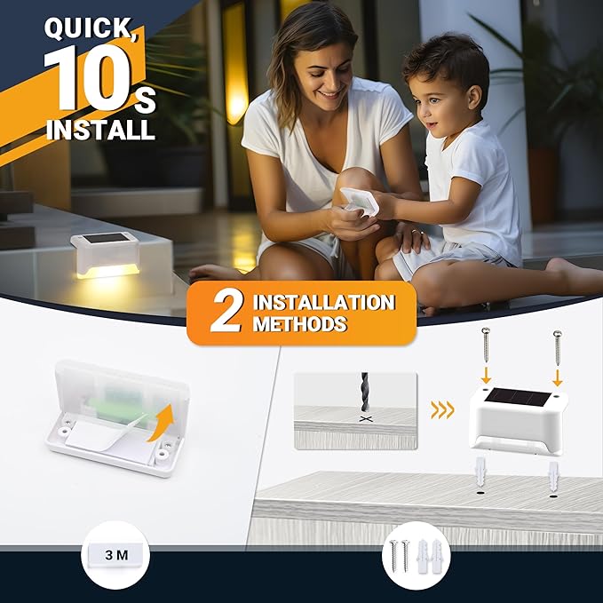 SOLPEX Solar Deck Lights Outdoor Waterproof 12Pack, Solar Powered Step Lights for Outside Stairs, Step, Fence, Yard, Patio, and Pathway(Warm White)