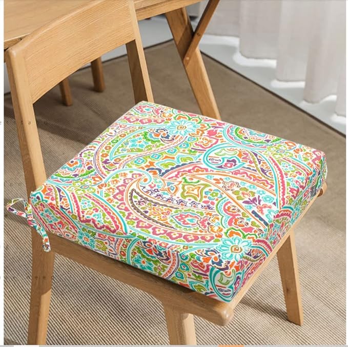 FUNHOME 2 Pack Outdoor Cushion Slipcovers 24" x 22" x 4", No Insert! Water-Resistant Patio Chair Seat Cushion Covers with Zipper and Tie, Replacement Cover Only(Melora Paisley)