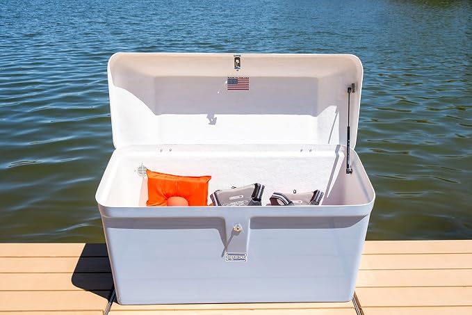 DoxBox Fiberglass Storage Box. US Made Weatherproof Storage with UV-Resistant Gelcoat for Waterfront, Boat, and Outdoor Gear, Rectangle Shape (Seafoam)