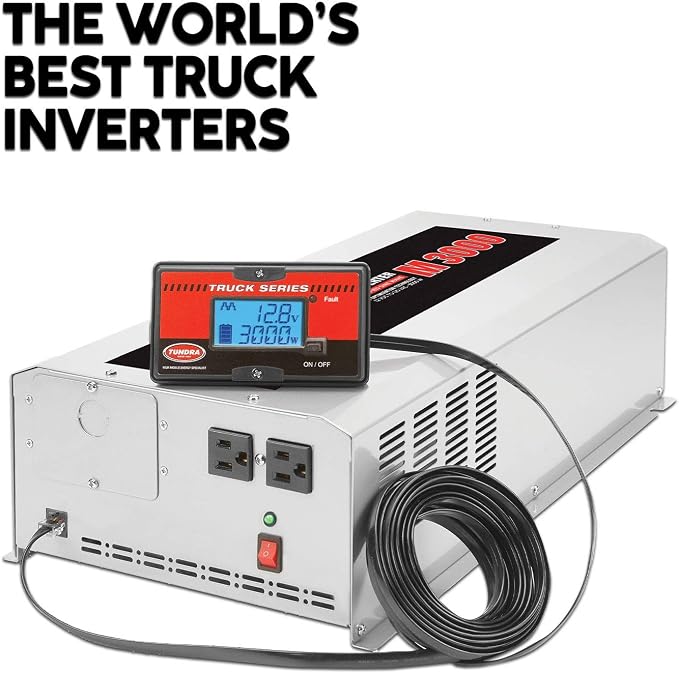 Tundra Inverter,120VAC,12VDC,3000W,2 Outlets, Silver