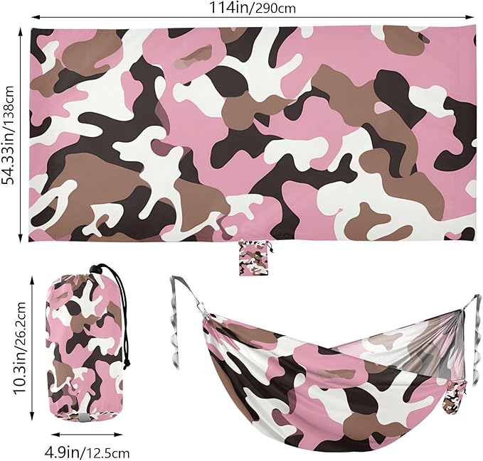 Camouflage Brown Peach 330lb Capacity Outdoor Hammock with Portabl Carry Bag Swing Hammock for Indoor Outdoor Patio Bases para hamacas para adultos