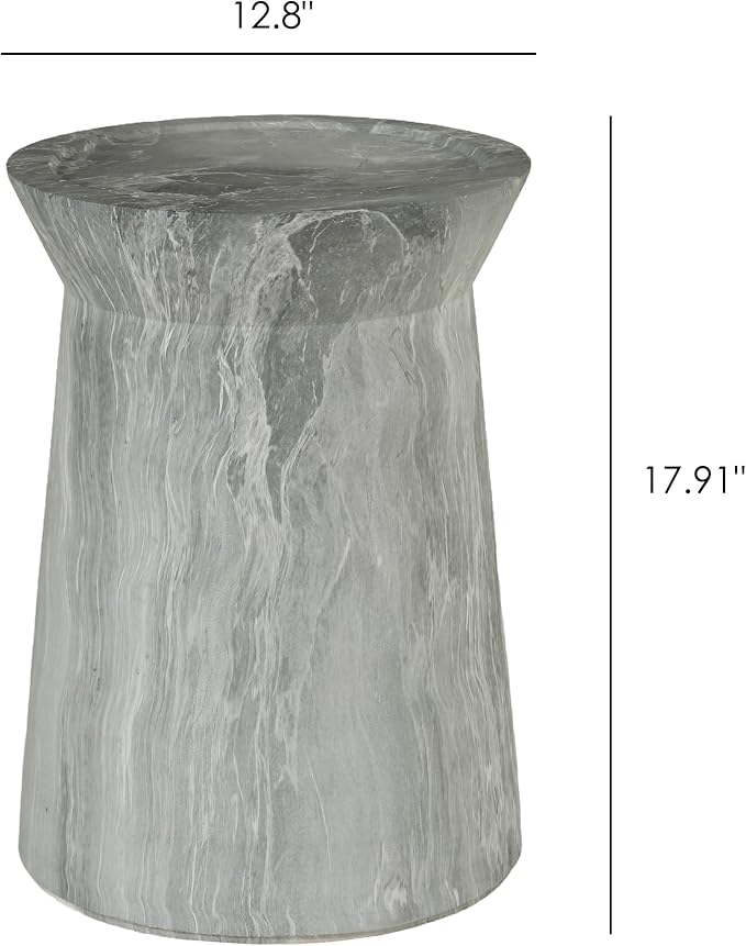 Outdoor Side Table Round Concrete Side Table Faux Stone End Tables Cement Accent Tables Patio Garden Stool Plant Stand for Porch, Backyard Balcony,12.8",Grey