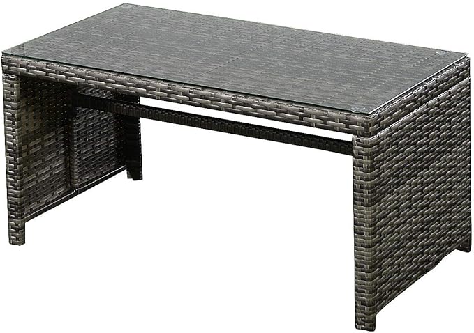 Tangkula 4 PCS Patio Conversation Set Outdoor Poolside Balcony Wicker PE Rattan Sectional Sofa Set Wicker Furniture Set