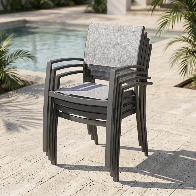 Amazonia Franklin 11-Piece Teak Finish Wood and Aluminum Rectangular Extendable Patio Dining Set | Ideal for Outdoors and Indoors