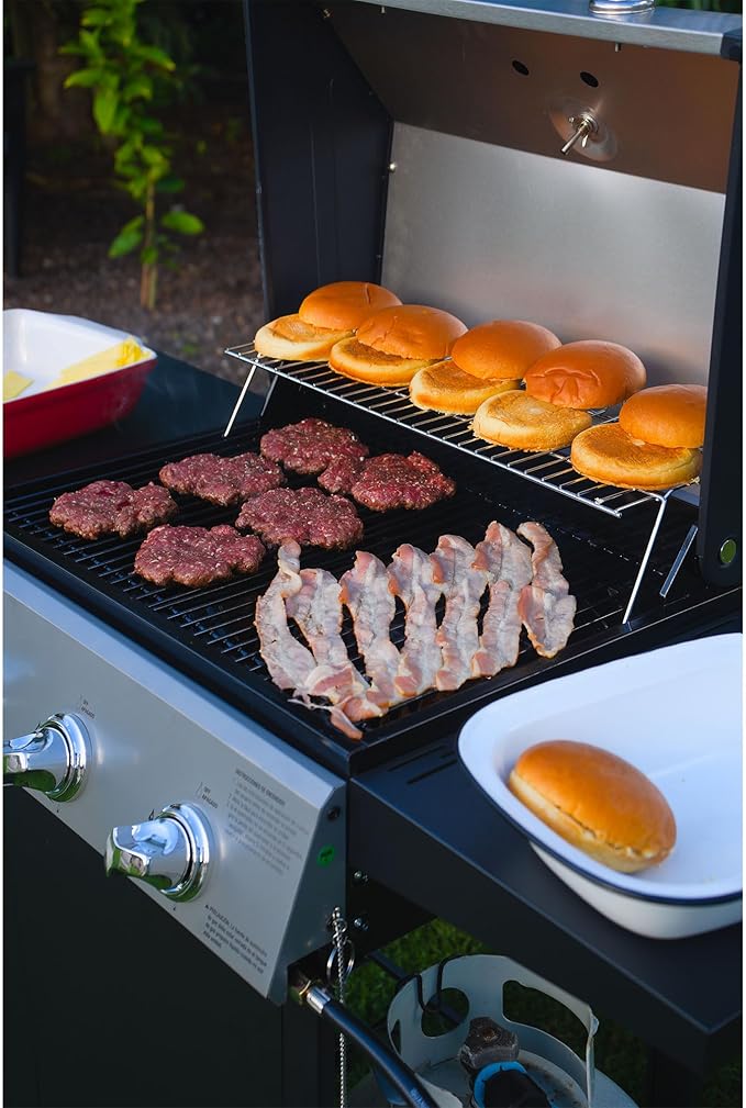 Grill Boss 3 Burner Propane Gas Grill, Portable BBQ w/Lid, Wheels & Side Shelves, Black - Grilling Accessories and Equipment for Camping, Tailgating, Outdoor Barbecue and Cooking