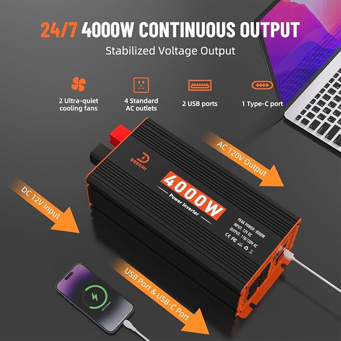 Inverter 12V DC to 110V/120V AC (4000W-010)