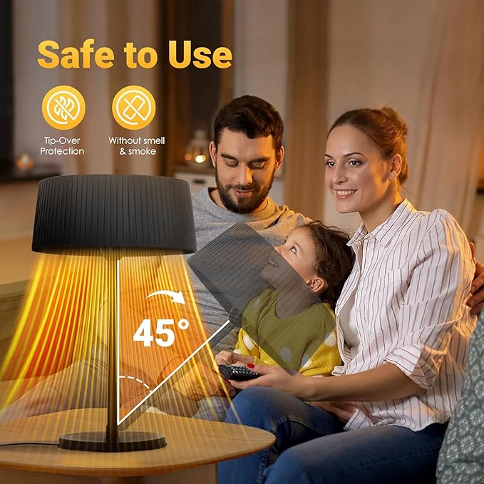 Electric Outdoor Patio Heater, 1500W Tabletop Infrared Heater for Indoor & Outdoor, IP55 Waterproof, Fast Heating, Tip-Over Protection, Perfect for Garden, Balcony, Garage, Porch (black, tabletop)