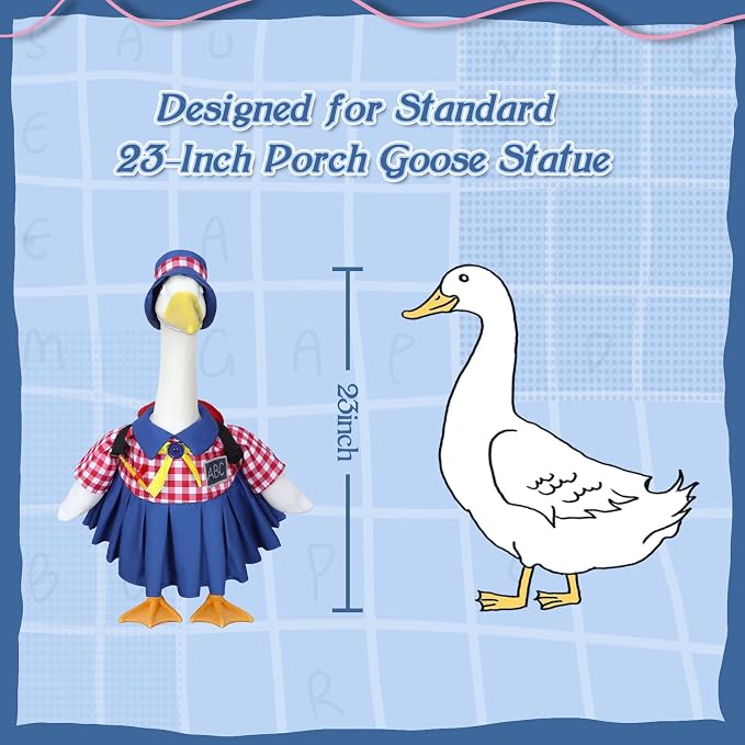 Back to School Porch Goose Outfit Fits 23'' Plastic/Cement Statue | Goose Outfits Back to School with Schoolbag, Pencil and ABC Chalkboard, Classroom Outdoor Garden Patio Yard Lawn Decoration