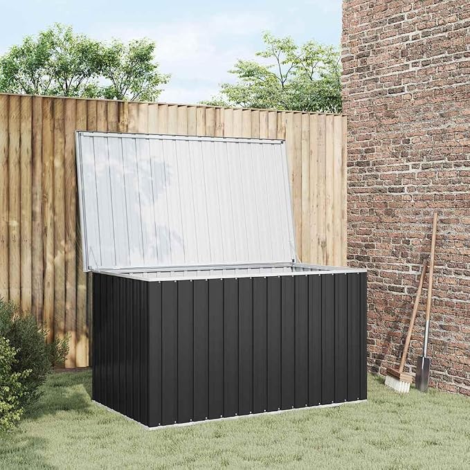 Outdoor Storage Box, Galvanized Steel Deck Box for Garden Patio, Weather-Resistant Large Container for Cushions, Pillows, and Tools, 67.3 x 39 x 36.6 Inches, Anthracite
